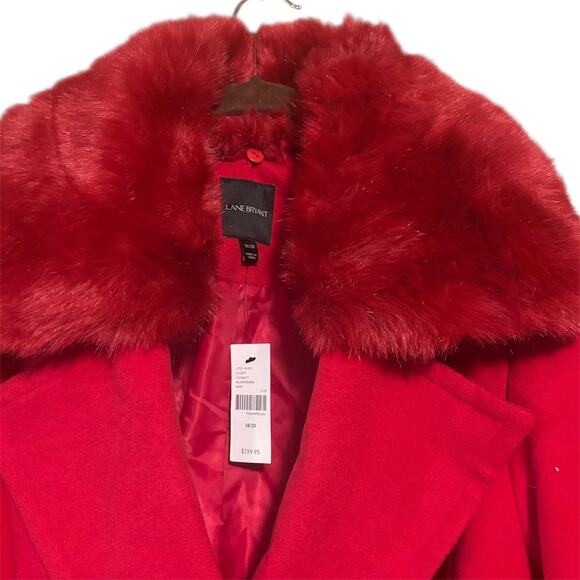 Lane Bryant Red Wool-Blend Coat w/ Removable Faux Fur Collar – Size 18/20 (NEW!) - Picture 3 of 5